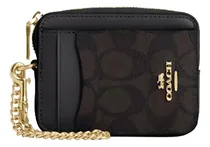 Comprar Mini Muñequera Coach Zip Card Case Monedero Color Marrón Osc Marrón Oscuro Floreado