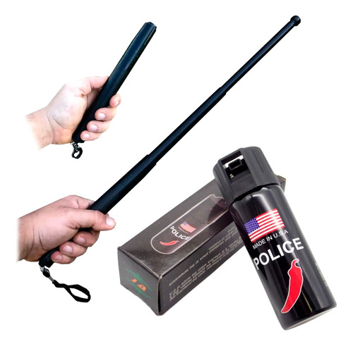 Gas Pimienta Ligero Seguro + Tonfa Defensa Personal Estuche