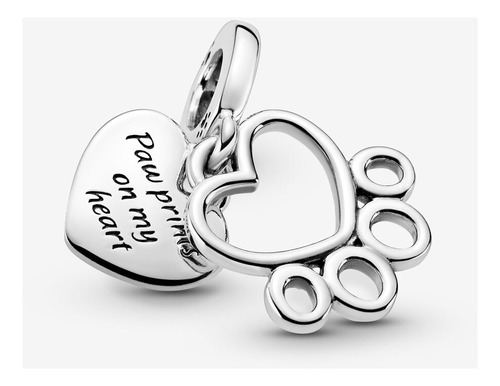 Dije Pandora Original - Heart & Paw Print Plata 925 - Nuevo