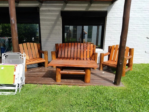Juego Sillon Rustico Troncos Uruguya Kurkupi Marrón Oscuro