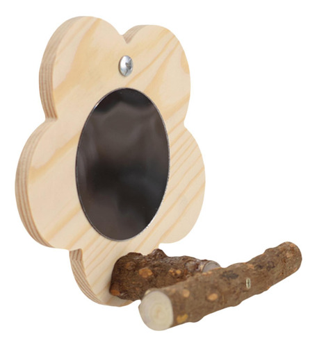 Percha Para Pájaros Con Espejo, Juguete De Madera Para