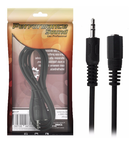 02 X Cabo Audio Extensor Extensão P2 X J2 1,8m Auxiliar