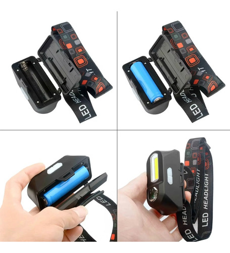 Linterna Frontal De Carga Usb De Luz Fuerte Xpe+cob