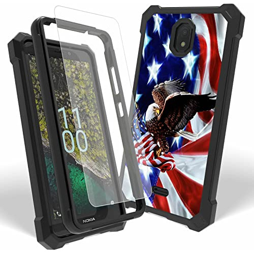 Funda Para Nokia C100 2022 American Flag Duro Pc & Silico-02