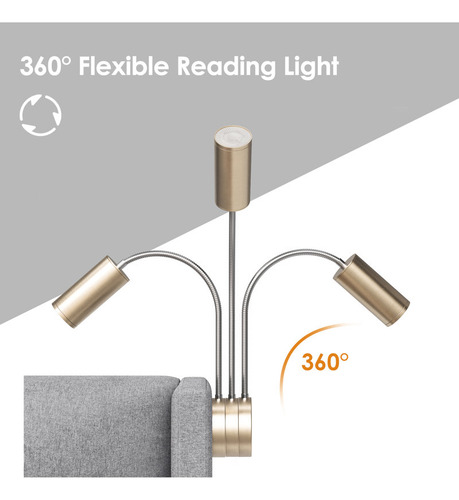 Base De Cama King Size Con 2 Luces De Lectura Color Gris