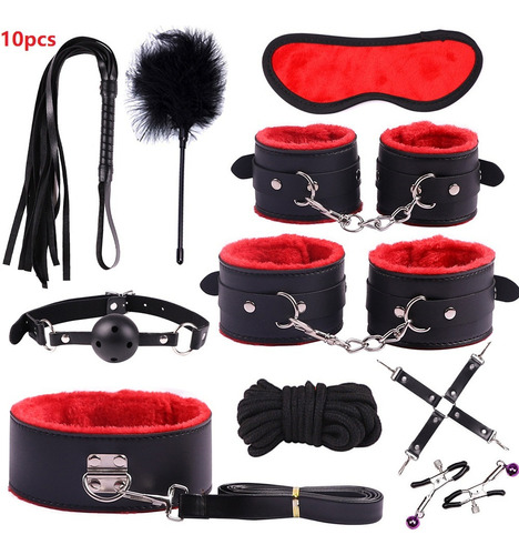 Set Erótico De Cuero Sm De Diez Piezas, Juguetes De Bondage