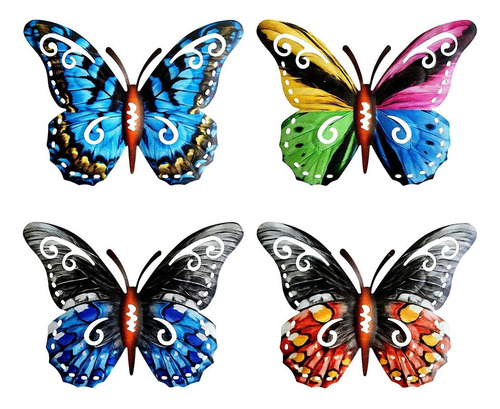 4 Piezas Mariposa Metálica Arte De La Decoración De La Pared