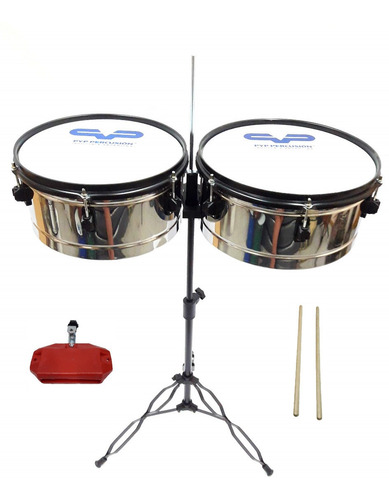 Imagen 1 de 9 de Timbaleta Acero Inoxi Pyp_percusion Pata Doble Planchuela