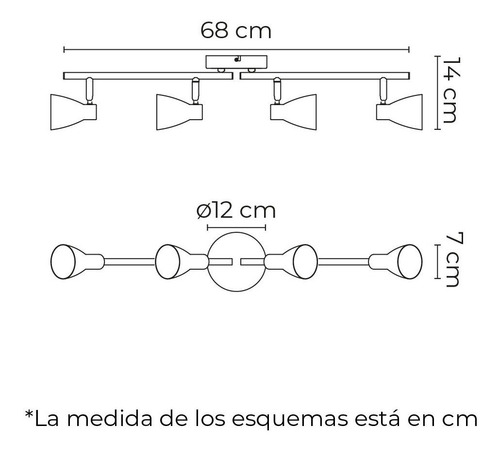 Lámpara De Techo O Pared Dirigible 4 Spots Tr-2404 24w Estructura Blanco