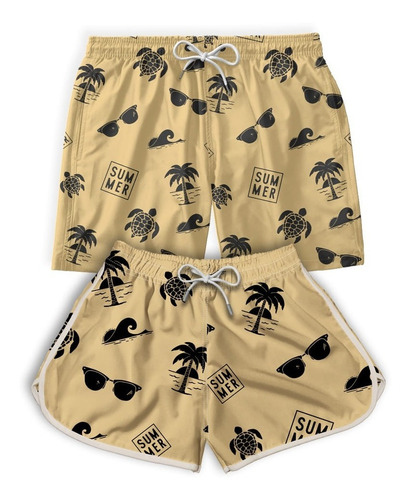 Kit Casal Short Bermuda Praia Summer Verão Promoção