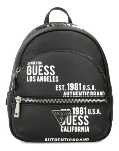 Mochila Guess Pequeña Negra Con Letras