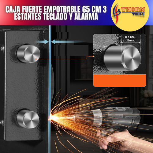 Caja Fuerte De Pared 65cm 3niveles Con Teclado Y Estantes Hb Color Negro