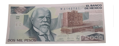 Billete Mexicano  $2000 Pesos Justo Sierra Muevo 