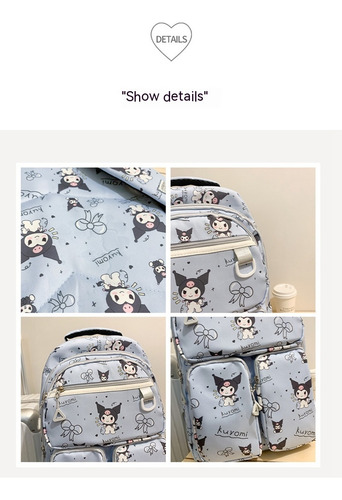 Mochila Kuromi Adecuada Para Estudiantes Con Gran Capacidad.u