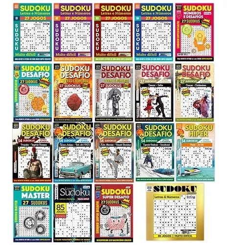 Kit C/16 Revistas Sudoku-muito Difícil-com Letras E Números