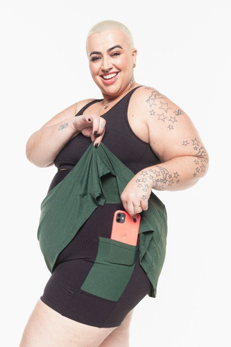 Imagem 5 de 10 de Shorts Saia Plus Size Esther Wonder Size Emana® Verde