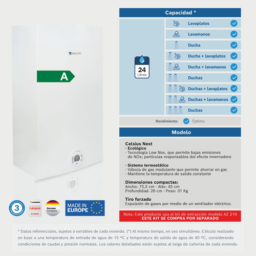 Calefon Tiro Forzado Camara Estanca Celsius Next Gl