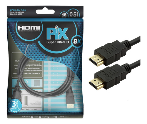 Cabo Hdmi Premium 2.1 - 50cm 4k 144hz 8k 120hz 48g Gamer - Pix