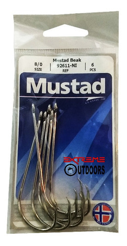 Anzuelo Mustad 92611 # 8/0 X 6 U Variada Pata Larga Noruega