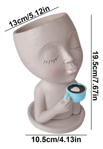 Maceta De Cabeza Grande Macetero De Interior Lady Head Con O
