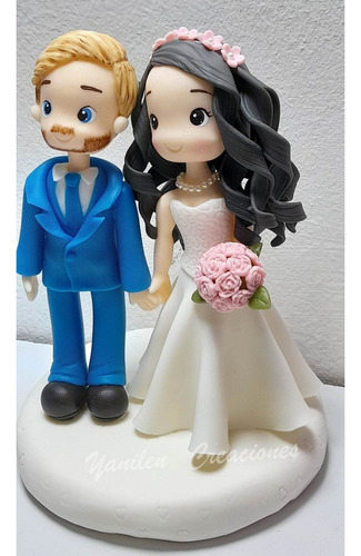  Boda Adorno Torta Pareja Novios Casamiento Porcelana Fría