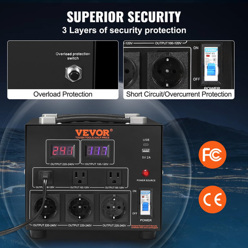 Conversor De Tensão E Transformador Vevor 5000w 110v A 220v