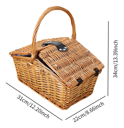 Cesta De Mimbre Para Picnic, Cesta Tejida A Mano, Cesta De