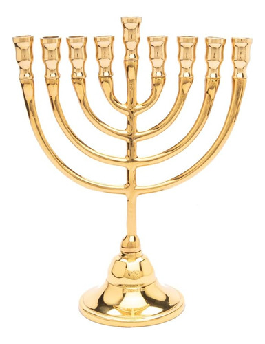 Hannukah Menorah Clásico Bronce Ramas Redondeadas