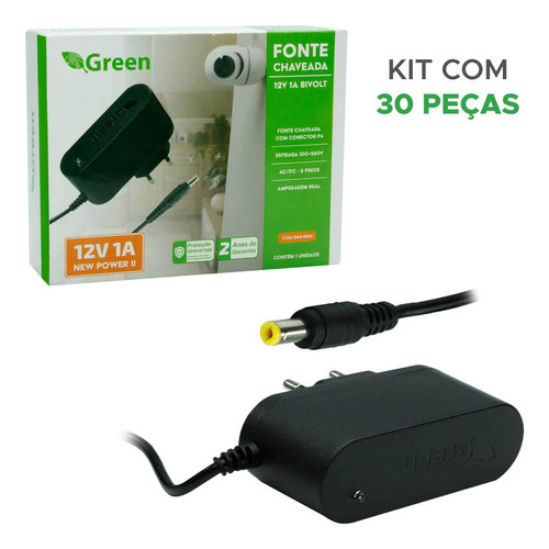 30x Fonte Chaveada 12v 1a Plug 5,5mm X 2,1mm - Green