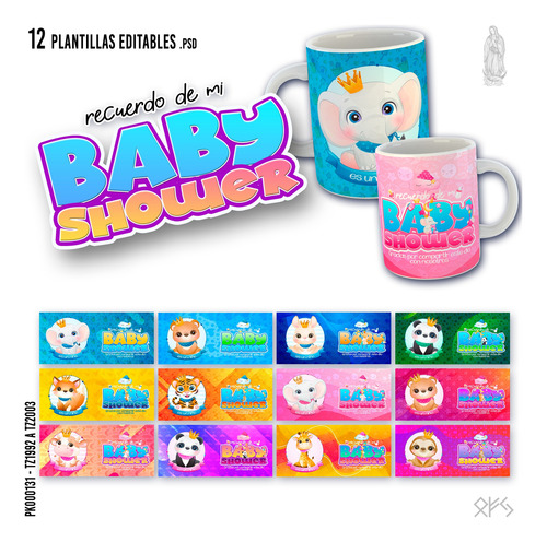 12 Plantillas Editables Para Sublimar Tazas De Baby Shower