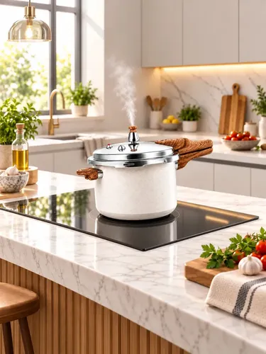 Panela Pressão Cerâmica Antiaderente 4,2 Litros Indução e Fogão Tradicional 4 Válvulas De Segurança Starhouse - R$ 179,77