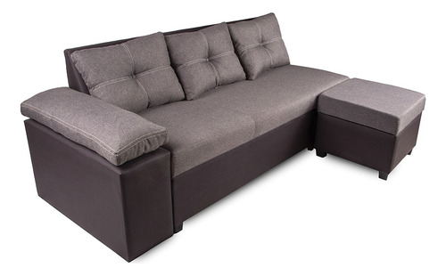 Sala Esquinera Modular Izquierda, Derecha Isabela Con Baúl Gris