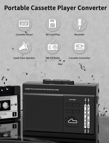 Reproductor Walkman Con Radio Am/fm Y Conversión A Mp3 Vía S