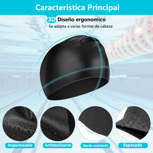 Gorros De Natación Para Pelo Largo, Gorra De Silicona Para