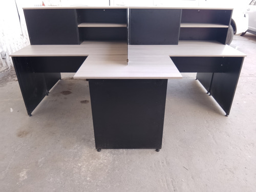 Módulo De Oficina Coworking Tulúm 240x240 4 Usuarios Gris Nórdico / Negro