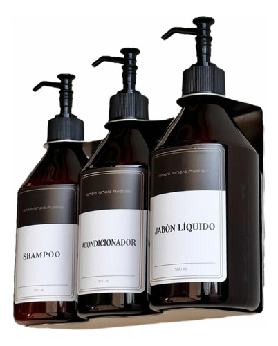 Dispenser Triple Antirrobo Shampoo Jabón Acondicionador