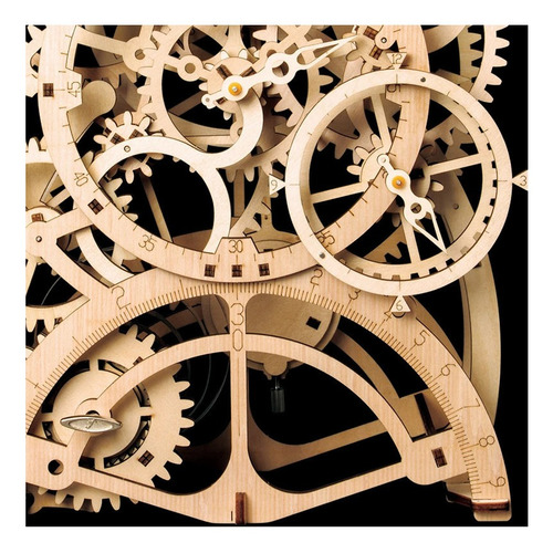 Imagen 7 de 10 de Reloj Péndulo Robotime Engranes Madera Móvil Armar Bloques