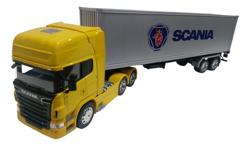 Camion Scania R730 Amarillo C/container Escala 1.32