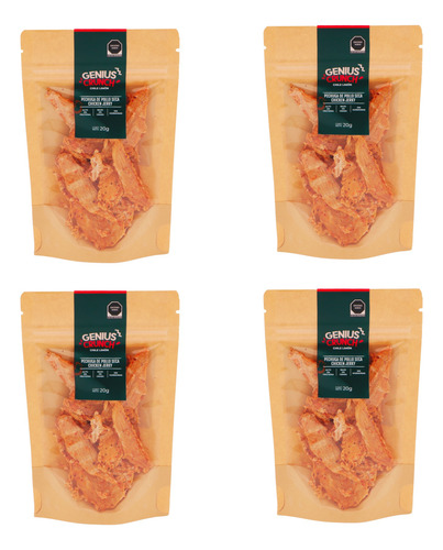 Genius Crunch Snack Carne Seca Pollo Chile Limón 4pz De 20g
