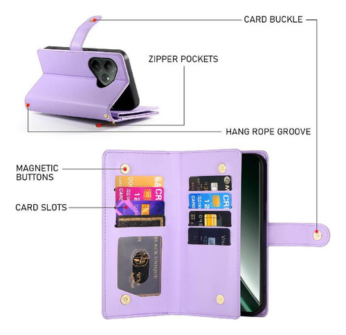 Funda Abatible For Realme Gt6 5g Con Ranuras For Tarjetas