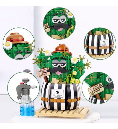 Juego De Bloques De Construcción Bonsái De Cactus Para Hogar 0 Versión Del Personaje