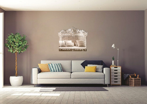 Imagem 4 de 5 de Quadro Espelho Veneziano Decorativo Sala 90x120 - 38.131
