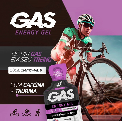Kit 2x Gas Gel Energético 20 Sachês + Pré Treino Nuclear Gel Sabor Guaraná com Açaí/Morango