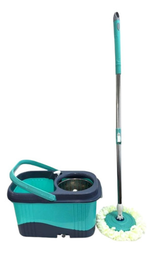 Esfregão Balde 360 Quadrado Mop Inox 15 Litros + 1 Refil Cor Verde-claro