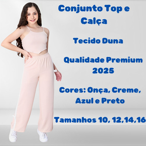Conjunto Juvenil Menina Calça E Top Moda Adolecente Teen Bege Lisa 12