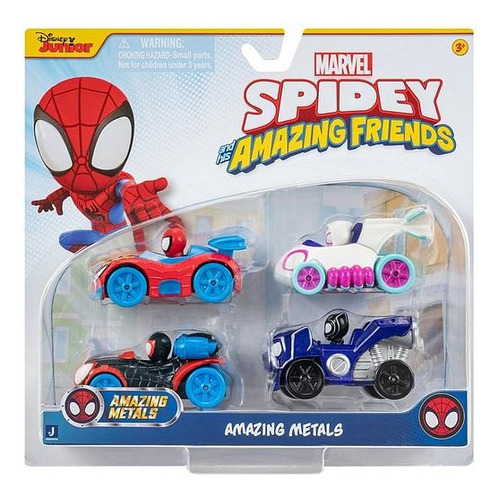 Spidey Set 4 Vehiculos Metal Fijo Blister 10 Cm Int Snf0200