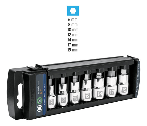 Juego De 7 Dados Cuadro 1/2 Punta Hexagonal Mm, Truper