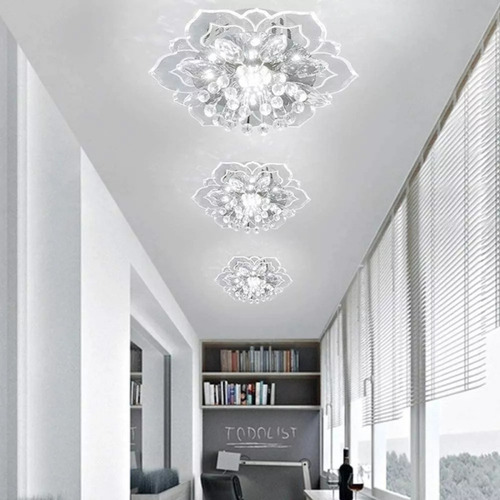 A For Lámpara De Techo Led De Cristal En Forma De Flor,
