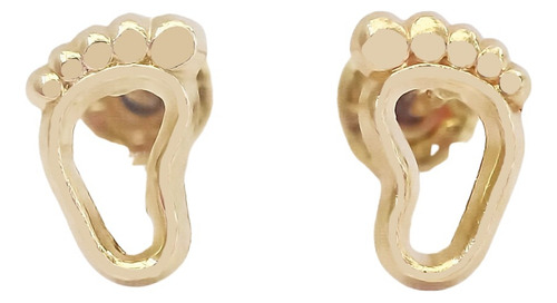 Amor Eterno - Broqueles Pies Piecito Huella Aretes Oro 10k