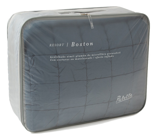 Acolchado Palette Boston Simil Plumón - King Size Azul Denim Lisa